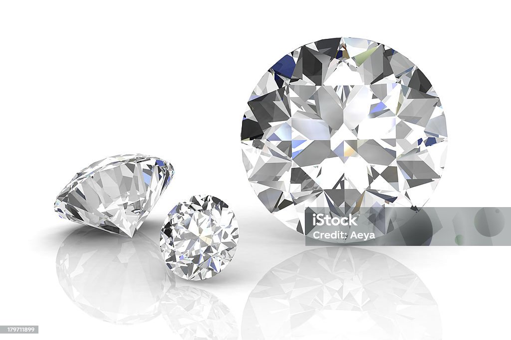 diamond jewel on white background. High quality 3d render Diamond - Gemstone Stock Photo