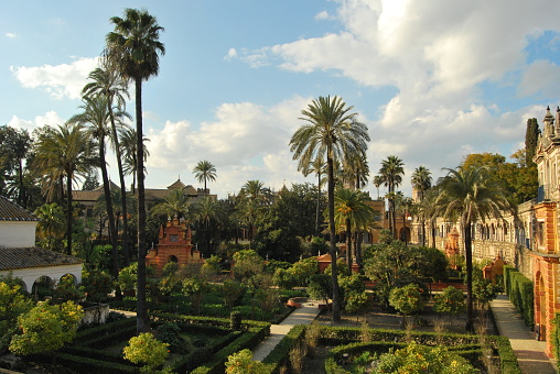Real Gardens in the Spanish city of Valencia, with an abundance of sculptures, monuments and fountains; Valencia, Spain