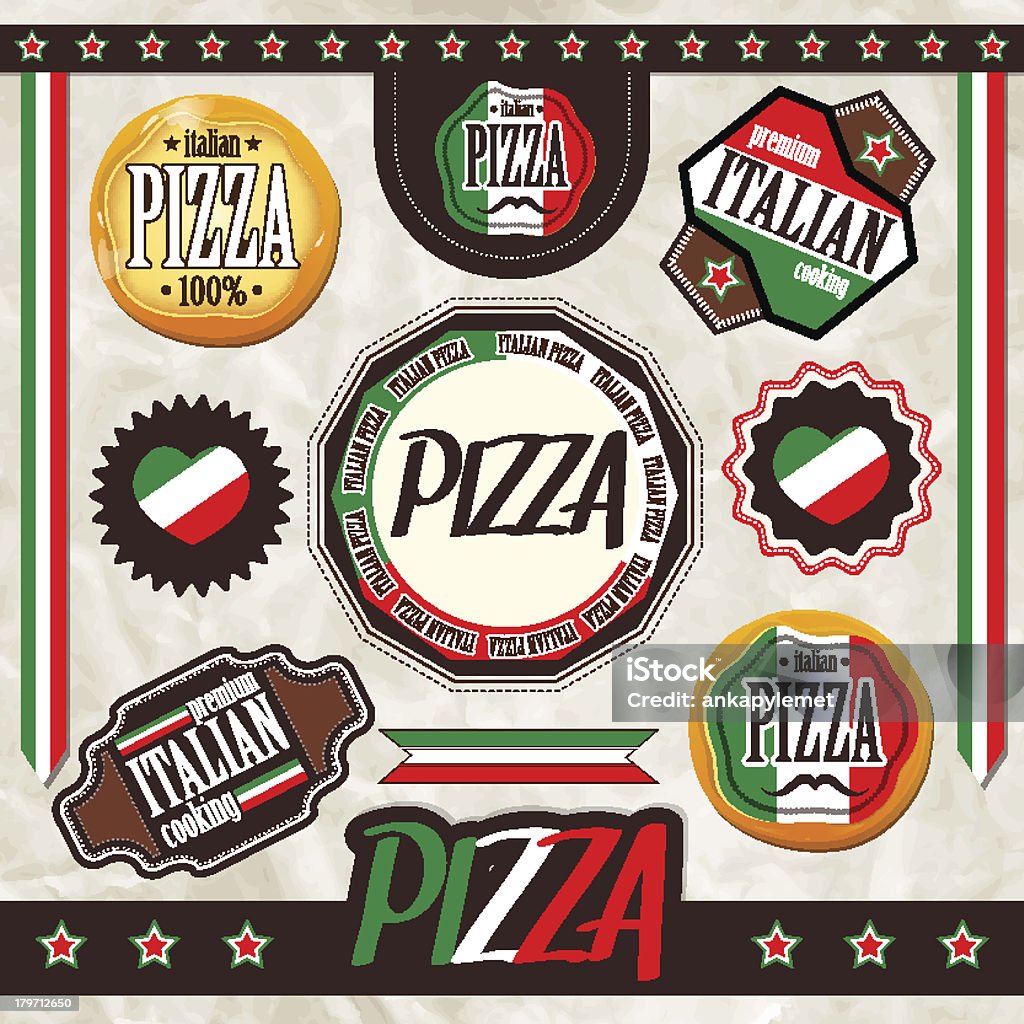 Il set di pizza indicazioni - arte vettoriale royalty-free di Affari