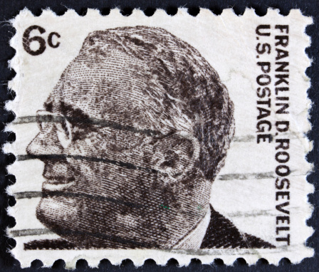 USA - CIRCA 1966 A stamp printed in USA shows image of the Franklin Delano Roosevelt, circa 1966.