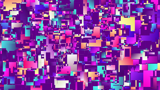 Glitch art grunge background with random colorful rectangular layered shapes. Abstract digital fail distortion, video error, no signal, destroyed frame, technical problem. Vector background