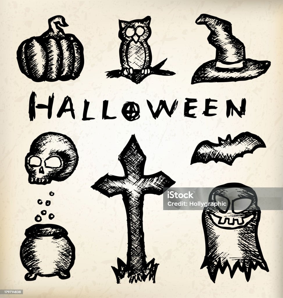 Vetores de Mão Desenhar Halloween e mais imagens de Arte - Arte, Arte e  Artesanato - Assunto, Assustador - iStock