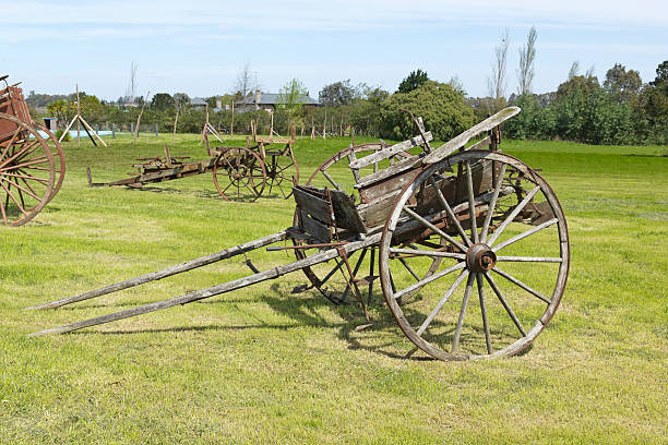 Ancient wooden carriage of a shaft
