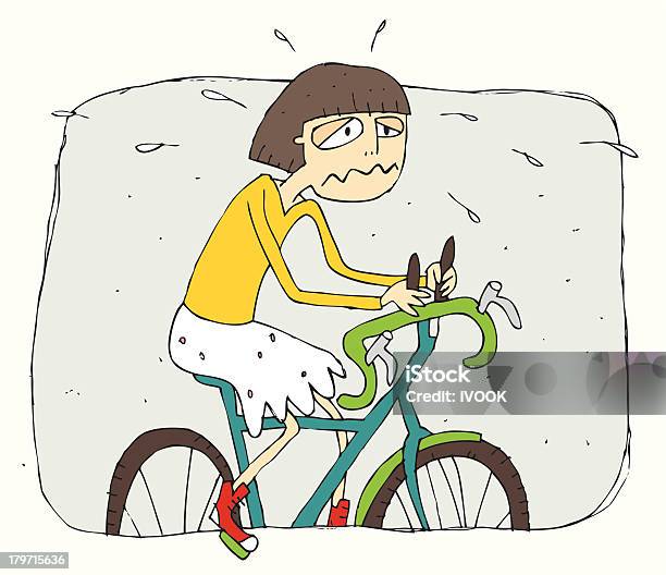 Esausta Ragazza Bicicletta - Immagini vettoriali stock e altre immagini di Adolescente - Adolescente, Adulto, Allenamento
