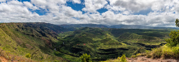 istock Panoramic view of Waimea River and the lush valley. 1797158280