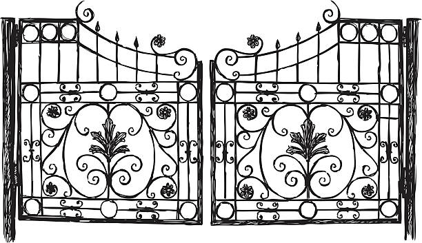 연철 문 - wrought iron stock illustrations