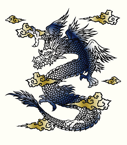 ilustraciones, imágenes clip art, dibujos animados e iconos de stock de japanesque dragon - lindworm