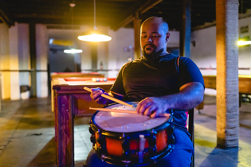 Drummer playing snare drum