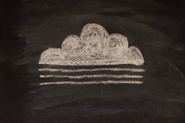 istock Icon for weather forecast cloudy, fog drawn with chalk on blackboard. 1797178400
