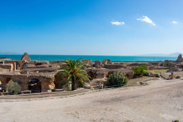 istock Panoramic view of ancient ruins with thermal baths, archaeological site in Carthage. Tunis, Tunisia 1797196302