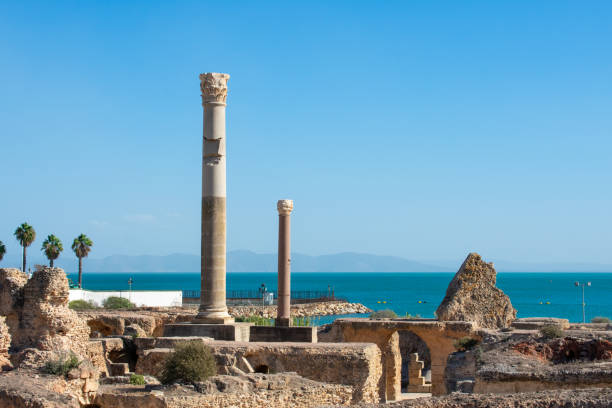 istock Panoramic view of ancient ruins with thermal baths, archaeological site in Carthage. Tunis, Tunisia 1797196473
