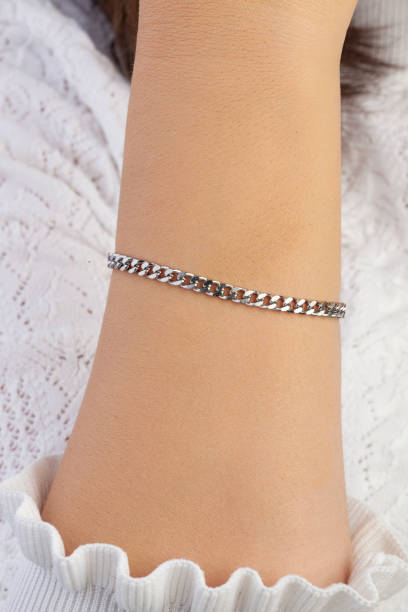 istock Hand wearing silver jewelry bracelet 1797207207