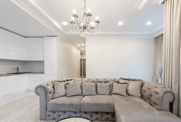 istock Sofa in Living Room. Kitchen In Background. Modern Home Interior. Luxury 1797212473
