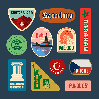 Retro World Travel Stickers
