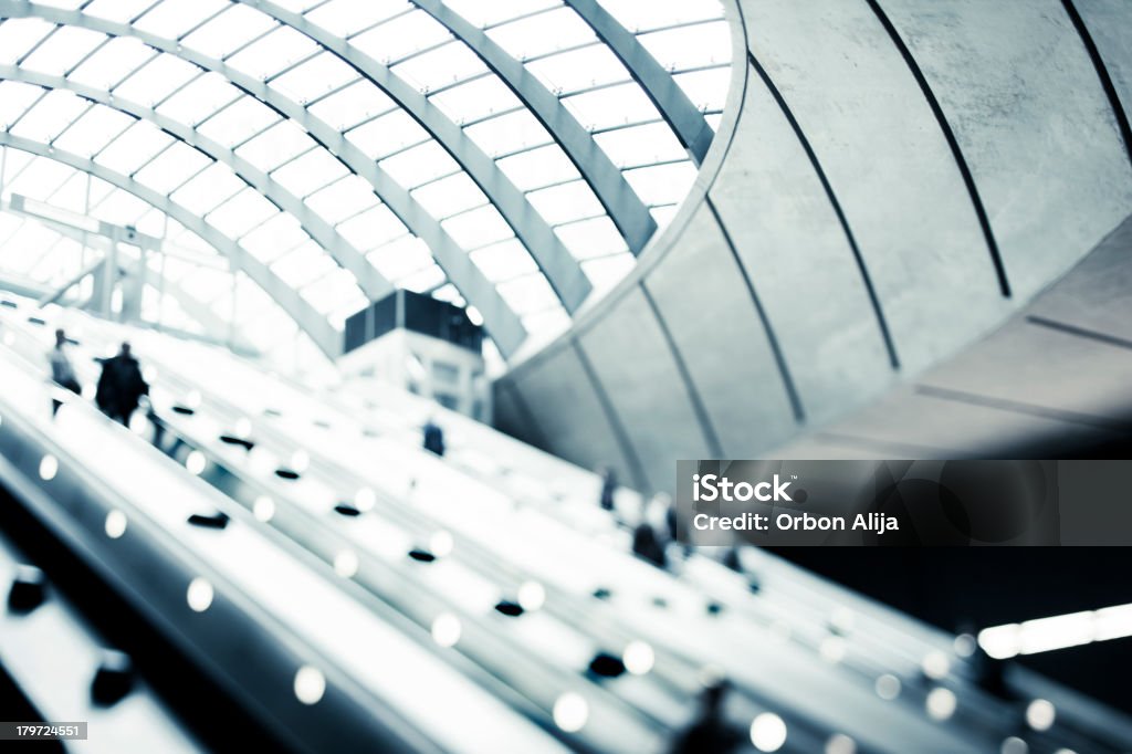 Subway Rush Subway Station, Canary Wharf, London financial district. Tilt shift lense Activity Stock Photo