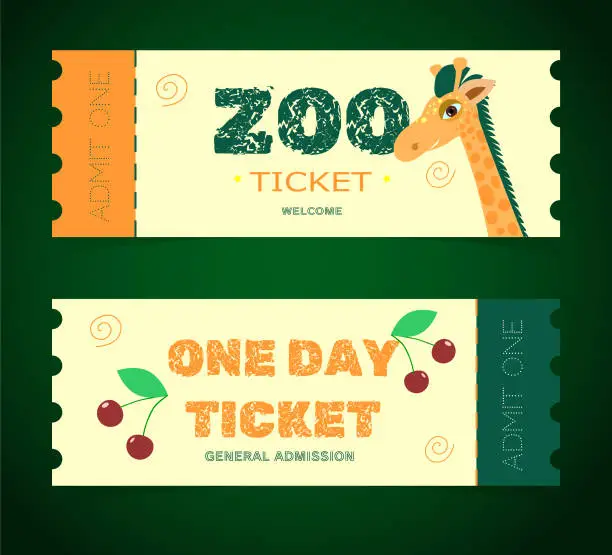 Vector illustration of Zoo ticket in minimalist style