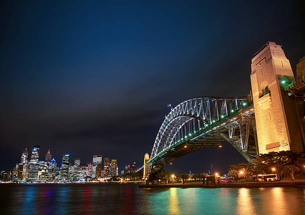 istock harbour bridge and skyline of sydney australia at night 179725372