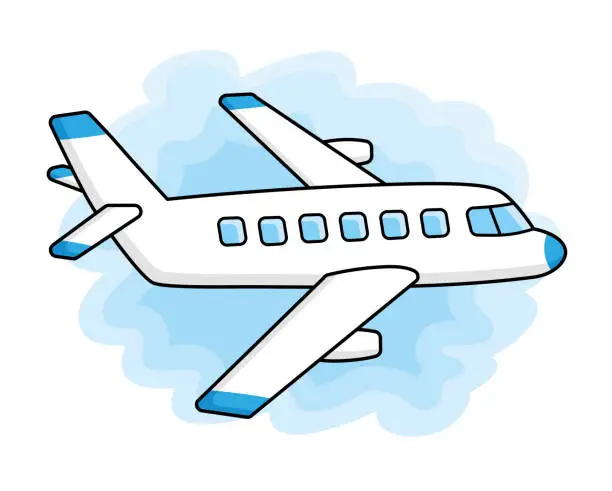 Vector illustration of Jet airplane in sky