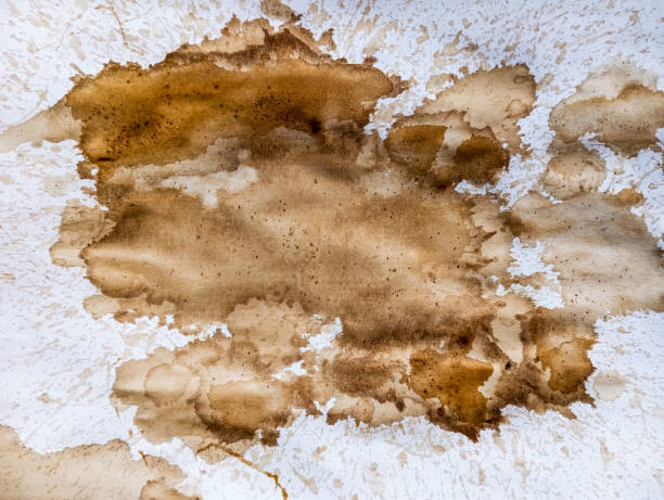 istock Abstract brown coffee grunge background. Stained white paper with coffee drops and splash. 1797261553