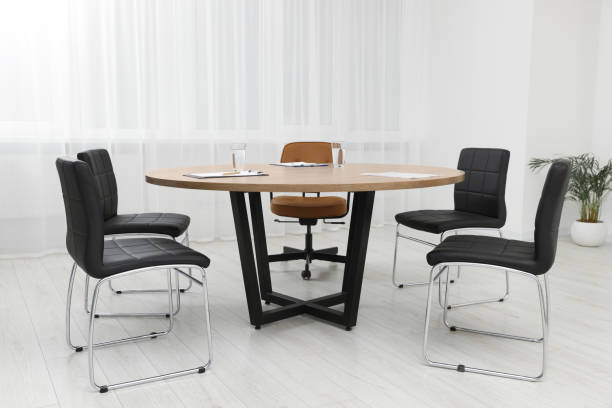 istock Empty conference room with wooden table and chairs 1797311143