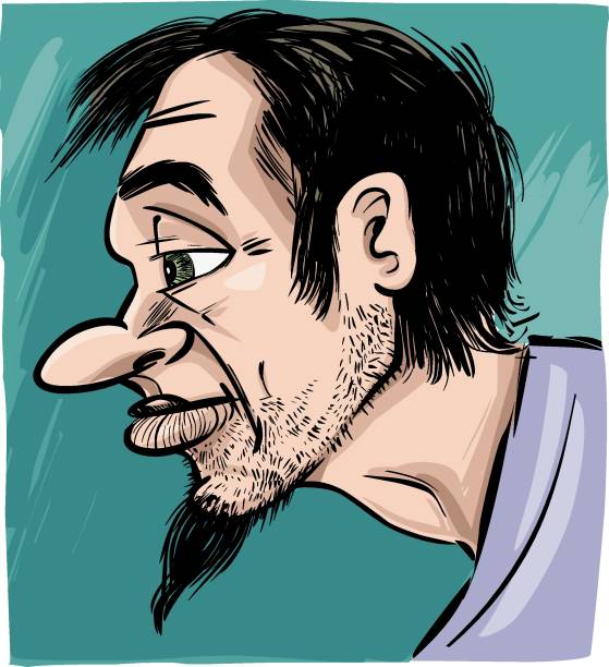 profil eines mannes mit bartzeichnung illustration - posing profile side view pensive stock-grafiken, -clipart, -cartoons und -symbole