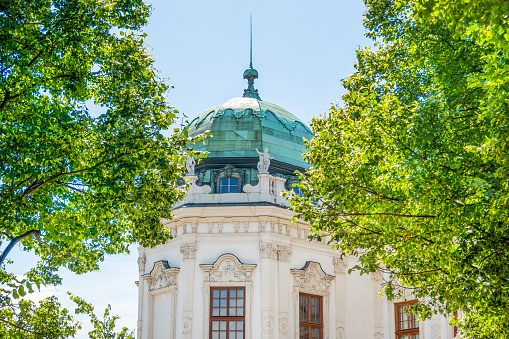 Vienna, Austria - August 8, 2023: A detailed view of the Upper Belvedere palace building, Vienna, Austria