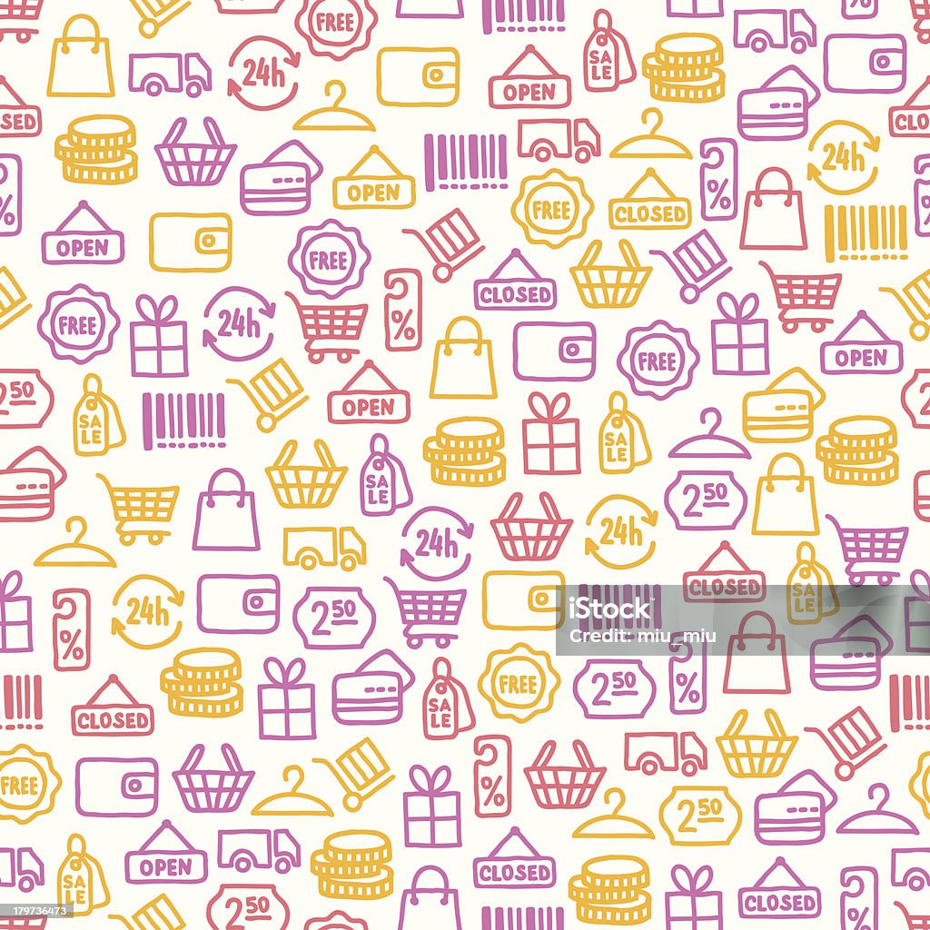 Seamless pattern with shopping элементы - Векторная графика Иконка роялти-фри