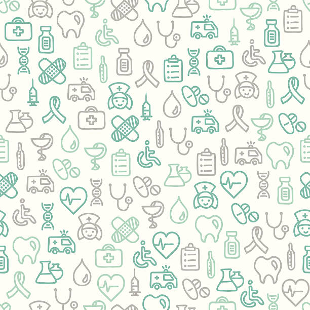 Seamless pattern with medical elements Medical icons nurse backgrounds stock illustrations