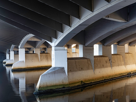 The support and structure of one of Melbourne's bridges that goes over the Yarra River