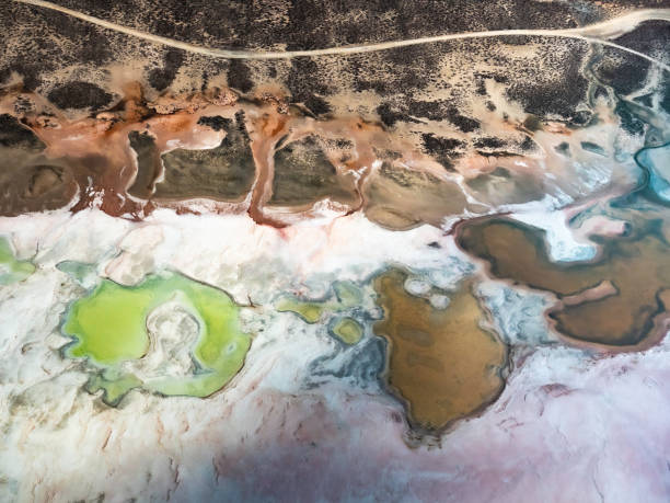 istock Coastal Pink lake from above 1797425875