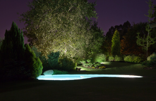 Pool and garden illuminated