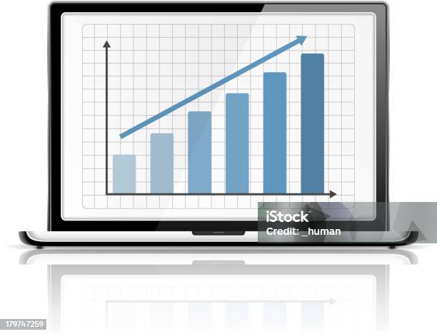 Ilustración de Gráfico De Ordenador Portátil y más Vectores Libres de Derechos de Analizar - Analizar, Azul, Cifras financieras