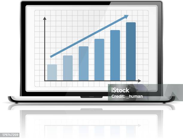 Wykres W Laptopie - Stockowe grafiki wektorowe i więcej obrazów Analizować - Analizować, Bez ludzi, Białe tło