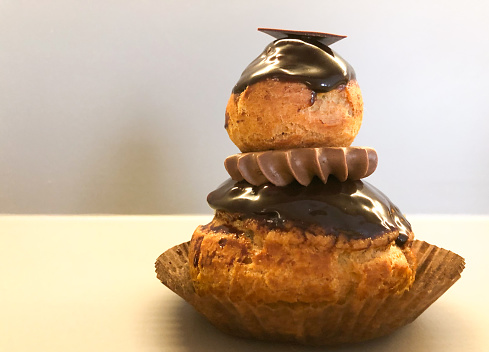 Paris, France: Two Layered Chocolate Eclair (Religieuse)