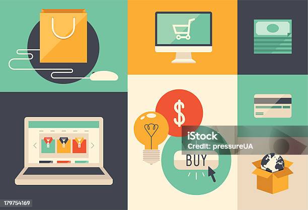 Ecommerce And Internet Shopping Icons Stock Illustration - Download Image Now - Box - Container, Business, Buying