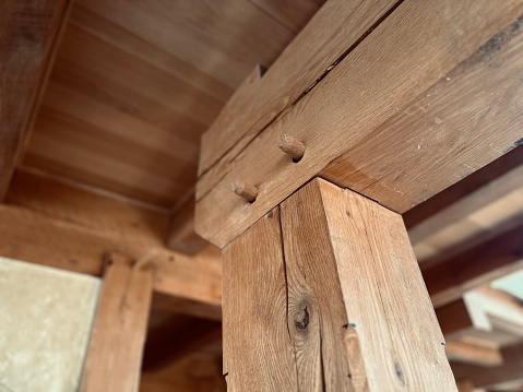 White ceiling and timbers roof structure