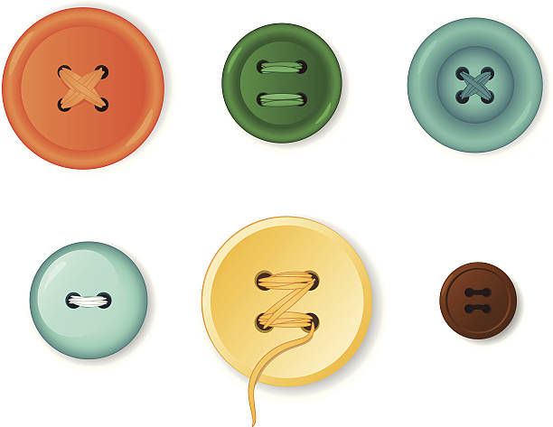 Set of realistic clothing buttons Set of realistic clothing buttons in different colors and styles, vector illustration, no transparencies< each button on it's own layer button sewing item stock illustrations