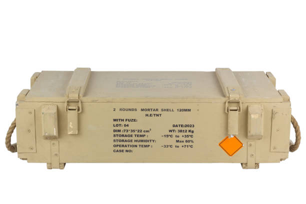 istock Army ammunition yellow colored wooden crate. 1797566320