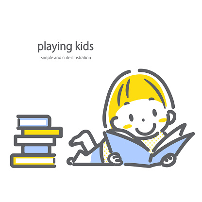 istock girl reading books, simple and cute illustration 1797578538
