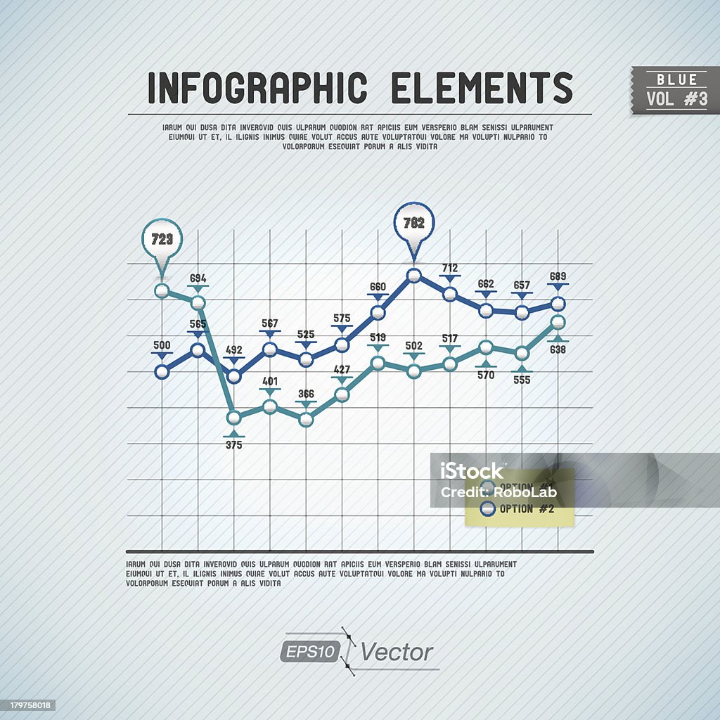 Infográfico elementos: Gráfico de linhas-azul - Royalty-free Arte arte vetorial