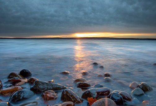 Moeraki Boulders beach at sunrise, New Zealand