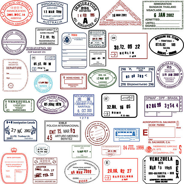 clean travel stamps - 護照印章 幅插畫檔、美工圖案、卡通及圖標