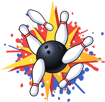 Bowling Hit Strike Vector Illustration Cartoon.