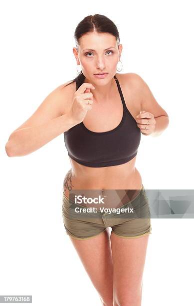 Foto de Corredor De Mulher Correndo Do Esporte Fitness Pista De Sorrindo Feliz Isolar e mais fotos de stock de 20 Anos