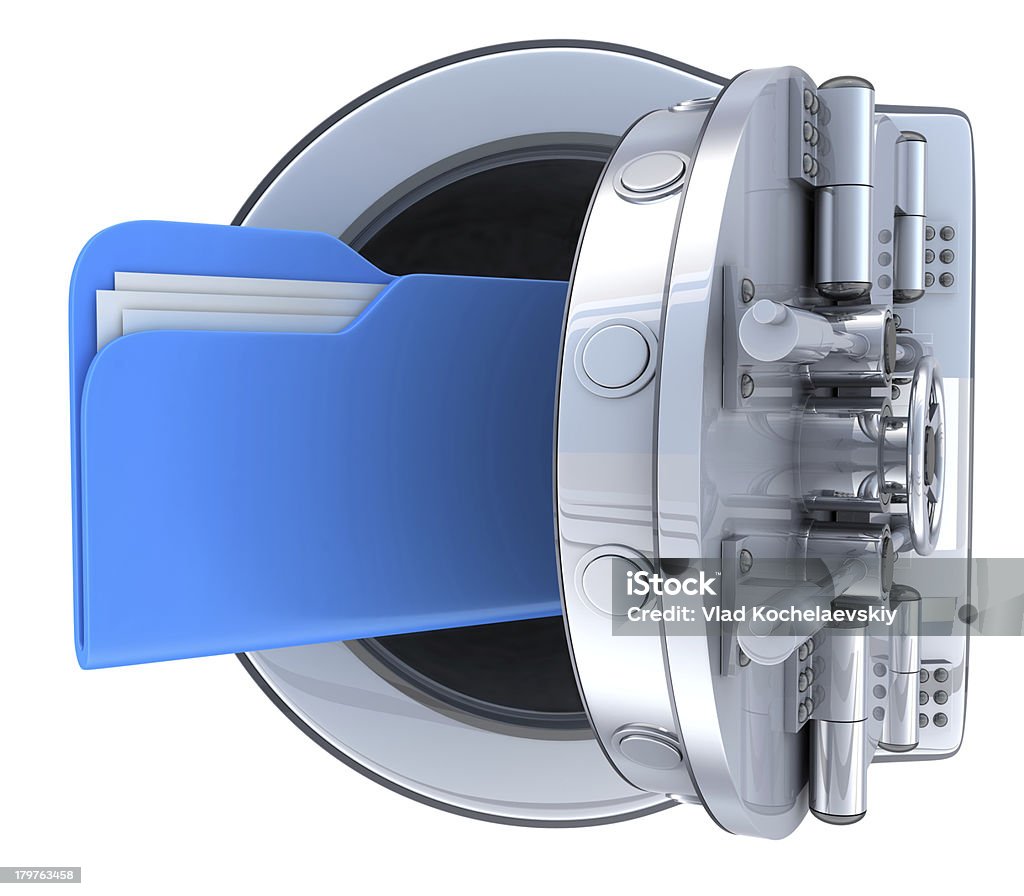 Un coffre-fort et bleu du fichier - Photo de Chambre forte libre de droits