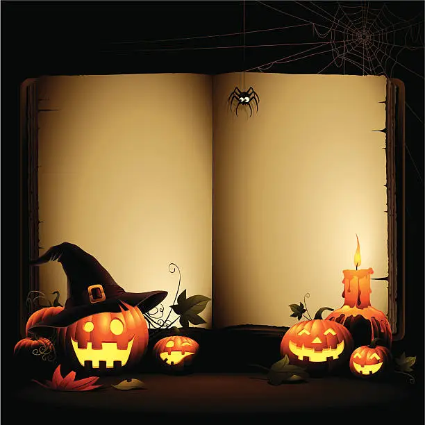 Vector illustration of Halloween Pumpkins - book