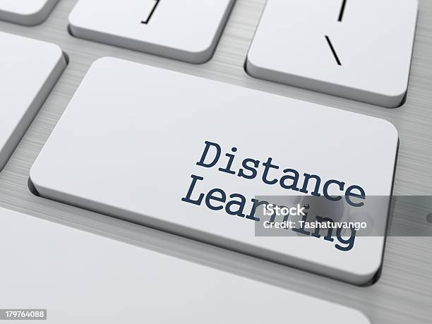 Distance Learning Button Stock Photo - Download Image Now - Business, Computer, Corporate Business