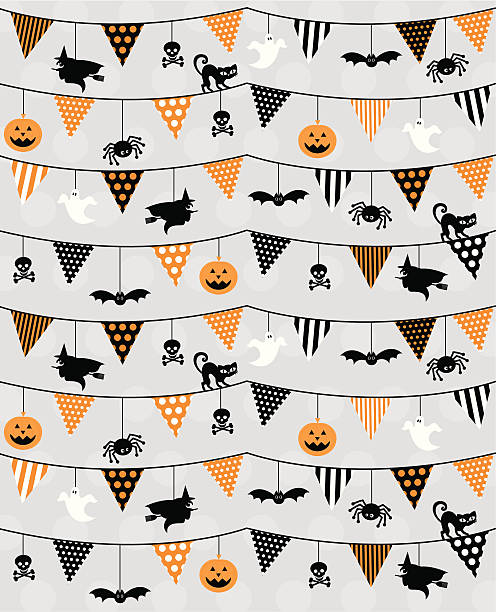 ilustrações de stock, clip art, desenhos animados e ícones de dia das bruxas fazendo bandeirinha & ícones padrão - animal skull skull halloween backgrounds