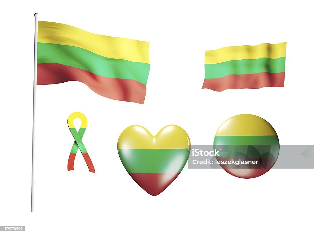 Na Litwie Flaga-zestaw ikon i flagi - Zbiór zdjęć royalty-free (Błyszczący)