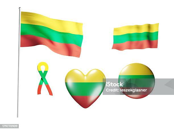 Na Litwie Flagazestaw Ikon I Flagi - zdjęcia stockowe i więcej obrazów Błyszczący - Błyszczący, Dzień, Europa - Lokalizacja geograficzna